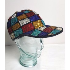 Real Sewn Sequin Covered Baseball Cap Shiny Bling Fun Silly Red Blue Gold Silver  eb-88834191